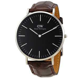 Daniel Wellington Classic York Black Dial Brown Leather Strap Watch For Men - DW00100134 Authentic Buy Shop Now
