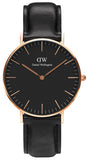 Daniel Wellington Classic Sheffield Black Dial Black Leather Strap Watch For Women - DW00100139 Authentic Buy Shop Now