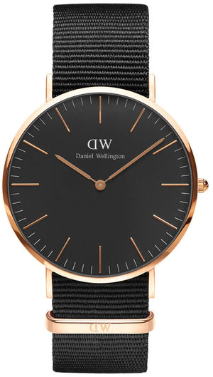Daniel Wellington Classic Cornwall Black Dial Black Nylon Strap Watch For Women - DW00100148 Authentic Buy Shop Now
