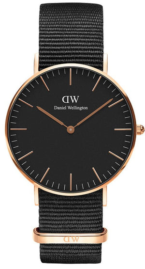 Daniel Wellington Classic Cornwall Black Dial Black NATO Strap Watch For Women - DW00100150 Authentic Buy Shop Now