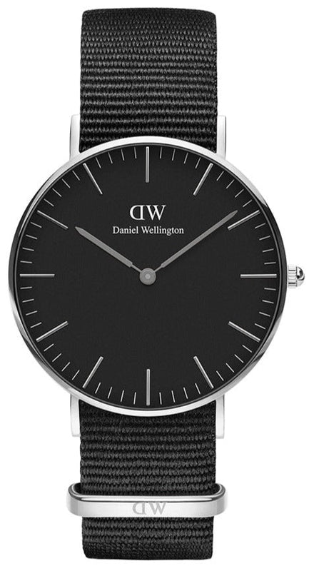 Daniel Wellington Classic Cornwall Quartz Black Dial Black Nylon Strap Watch For Women - DW00100151 Authentic Buy Shop Now