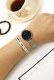 Daniel Wellington Classic Petite Sterling Black Dial Silver Mesh Bracelet Watch For Women - DW00100162 Authentic Buy Shop Now