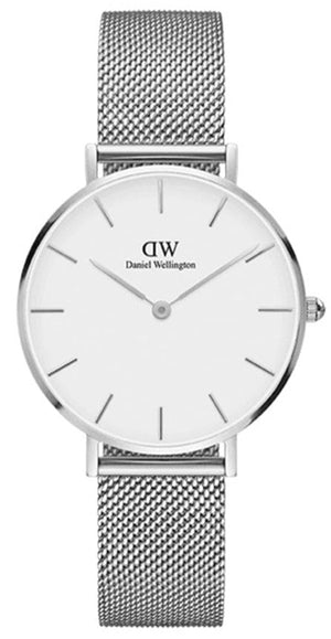 Daniel Wellington Petite Sterling White Dial Silver Mesh Bracelet Watch For Women - DW00100164 Authentic Buy Shop Now