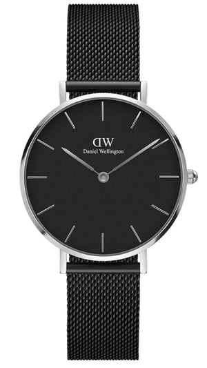 Daniel Wellington Petite Ashfield Black Dial Black Mesh Strap Watch For Women - DW00100202 Authentic Buy Shop Now