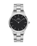 Daniel Wellington Iconic Link Black Dial Silver Steel Strap Watch for Women - DW00100204 Authentic Buy Shop Now