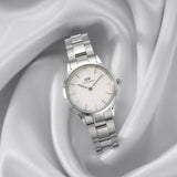 Daniel Wellington Iconic Link White Dial Silver Steel Strap Watch For Women - DW00100205 Authentic Buy Shop Now