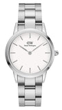 Daniel Wellington Iconic Link White Dial Silver Steel Strap Watch For Women - DW00100205 Authentic Buy Shop Now
