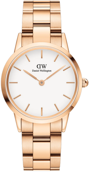 Daniel Wellington Iconic Link White Dial Rose Gold Steel Strap Watch For Women - DW00100211 Authentic Buy Shop Now