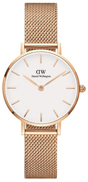 Daniel Wellington Classic Petite White Dial Rose Gold Mesh Bracelet Watch For Women - DW00100219 Authentic Buy Shop Now
