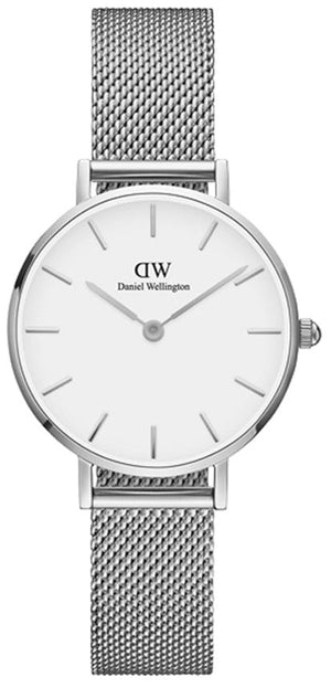 Daniel Wellington Petite Sterling White Dial Silver Mesh Bracelet Watch For Women - DW00100220 Authentic Buy Shop Now