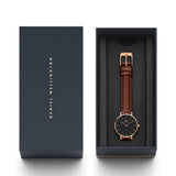 Daniel Wellington Classic Petite St Mawes Black Dial Brown Leather Strap Watch For Women - DW00100225 Authentic Buy Shop Now