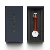 Daniel Wellington Petite White Dial Brown Leather Strap Watch For Women - DW00100243 Authentic Buy Shop Now
