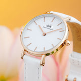 Daniel Wellington Petite White Dial White Leather Strap Watch For Women - DW00100249 Authentic Buy Shop Now