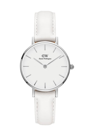 Daniel Wellington Petite Bondi White Dial White Leather Strap Watch For Women - DW00100250 Authentic Buy Shop Now