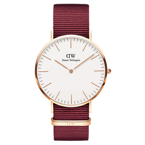 Daniel Wellington Classic Roselyn White Dial Maroon Nylon Strap Watch For Women - DW00100267 Authentic Buy Shop Now