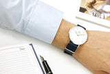 Daniel Wellington Classic Bayswater White Dial Blue NATO Strap Watch For Men - DW00100276 Authentic Buy Shop Now