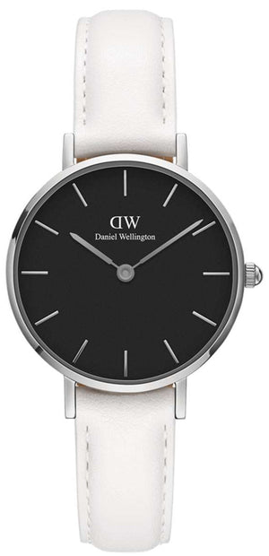 Daniel Wellington Classic Petite Bondi Black Dial White Leather Strap Watch For Women - DW00100284 Authentic Buy Shop Now