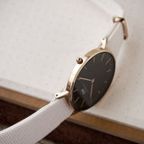Daniel Wellington Classic Dover Black Dial White Nylon Strap Watch For Women - DW00100310 Authentic Buy Shop Now