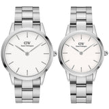 Daniel Wellington Iconic Link White Dial Silver Steel Strap Watch For Women - DW00100207 Authentic Buy Shop Now