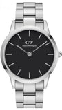 Daniel Wellington Iconic Link Black Dial Silver Steel Strap Watch For Women - DW00100342 Authentic Buy Shop Now