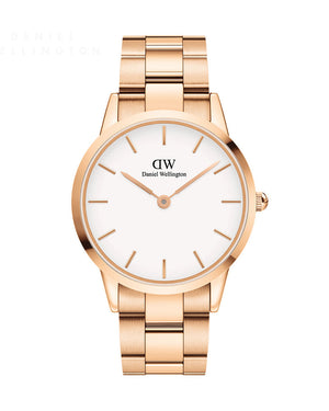 Daniel Wellington Iconic Link White Dial Gold Steel Strap Watch For Men - DW00100343 Authentic Buy Shop Now