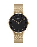 Daniel Wellington Petite Evergold Black Dial Gold Mesh Strap Watch For Women - DW00100345 Authentic Buy Shop Now