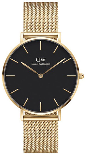 Daniel Wellington Petite Evergold Black Dial Gold Mesh Strap Watch For Women - DW00100345 Authentic Buy Shop Now