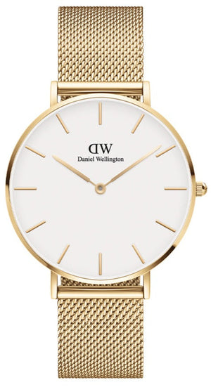 Daniel Wellington Classic Petite Evergold White Dial Gold Mesh Bracelet Watch For Women - DW00100346 Authentic Buy Shop Now