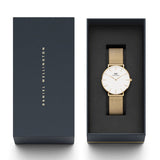 Daniel Wellington Classic Petite Evergold White Dial Gold Mesh Bracelet Watch For Women - DW00100346 Authentic Buy Shop Now