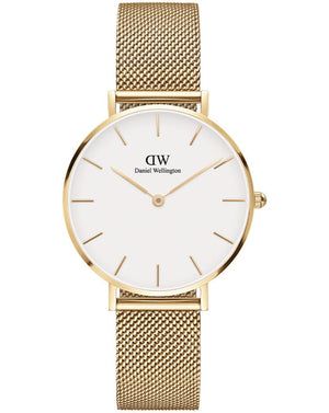 Daniel Wellington Classic Petite White Dial Gold Mesh Bracelet Watch For Women - DW00100348 Authentic Buy Shop Now