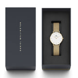 Daniel Wellington Classic Petite White Dial Gold Mesh Bracelet Watch For Women - DW00100348 Authentic Buy Shop Now