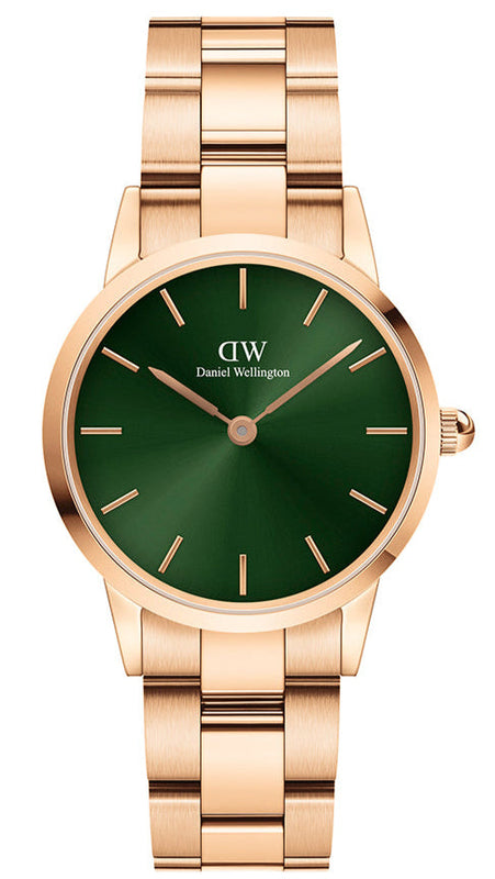 Daniel Wellington Iconic Link Emerald Green Dial Rose Gold Steel Strap Watch For Women - DW00100421 Authentic Buy Shop Now
