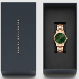Daniel Wellington Iconic Link Emerald Green Dial Rose Gold Steel Strap Watch For Women - DW00100421 Authentic Buy Shop Now