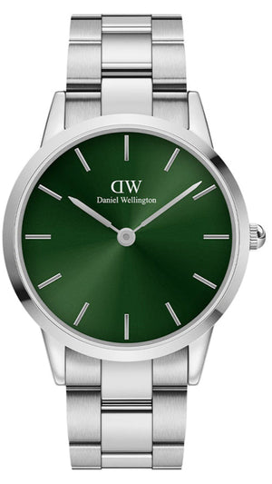 Daniel Wellington Iconic Link Emerald Green Dial Silver Steel Strap Watch For Men - DW00100427 Authentic Buy Shop Now
