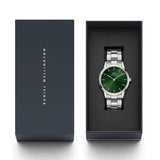 Daniel Wellington Iconic Link Emerald Green Dial Silver Steel Strap Watch For Men - DW00100427 Authentic Buy Shop Now