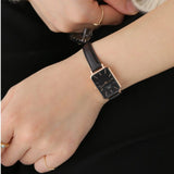 Daniel Wellington Quadro Sheffield Black Dial Black Leather Strap Watch For Women - DW00100435 Authentic Buy Shop Now