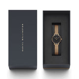 Daniel Wellington Petite Pressed Melrose Black Dial Rose Gold Mesh Strap Watch For Women - DW00100440 Authentic Buy Shop Now