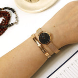 Daniel Wellington Petite Pressed Melrose Black Dial Rose Gold Mesh Strap Watch For Women - DW00100440 Authentic Buy Shop Now