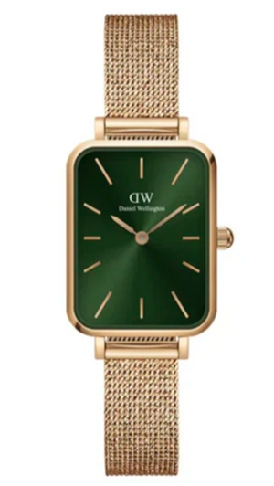 Daniel Wellington Pressed Melrose Emerald Green Rose Gold Mesh Strap Watch For Women - DW00100445 Authentic Buy Shop Now