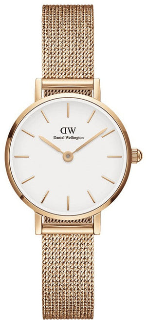 Daniel Wellington Petite Pressed Melrose White Dial Gold Mesh Bracelet Watch For Women - DW00100447 Authentic Buy Shop Now