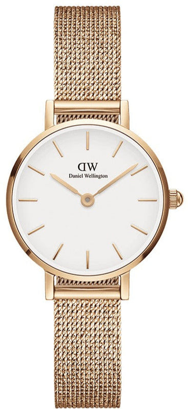 Daniel Wellington Petite Pressed Melrose White Dial Gold Mesh Bracelet Watch For Women - DW00100447 Authentic Buy Shop Now