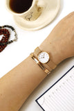 Daniel Wellington Petite Pressed Melrose White Dial Gold Mesh Bracelet Watch For Women - DW00100447 Authentic Buy Shop Now