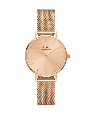 Daniel Wellington Petite Rose Gold Dial Rose Gold Mesh Bracelet Watch For Women - DW00100470 Authentic Buy Shop Now
