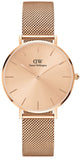 Daniel Wellington Petite Rose Gold Dial Rose Gold Mesh Bracelet Watch For Women - DW00100471 Authentic Buy Shop Now