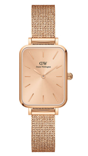 Daniel Wellington Quadro Unitone Rose Gold Dial Rose Gold Mesh Strap Watch For Women - DW00100484 Authentic Buy Shop Now
