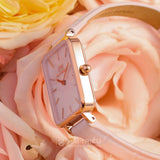 Daniel Wellington Quadro Pressed Mother of Pearl Pink Dial Pink Leather Strap Watch For Women - DW00100508 Authentic Buy Shop Now