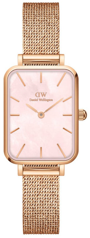 Daniel Wellington Quadro Pressed Melrose Pink Dial Pink Mesh Bracelet Watch For Women - DW00100510 Authentic Buy Shop Now