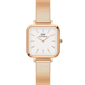 Daniel Wellington Quadro Studio White Dial Rose Gold Mesh Strap Watch For Women - DW00100517 Authentic Buy Shop Now