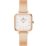 Daniel Wellington Quadro Studio White Dial Rose Gold Mesh Strap Watch For Women - DW00100517 Authentic Buy Shop Now