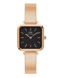 Daniel Wellington Quadro Studio Black Dial Rose Gold Mesh Strap Watch For Women - DW00100518 Authentic Buy Shop Now